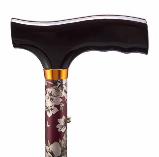 4_7.jpg Folding Adjustable Walking Stick - Burgundy Flower